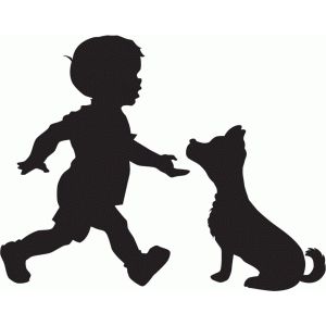 300x300 Boy With Dog Silhouette Silhouette Design, Dog Silhouette