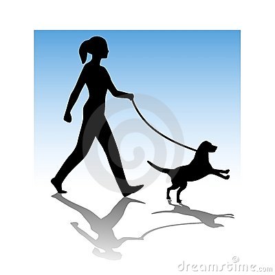 400x400 Woman Umbrella Walking Dog Silhouette Clipart