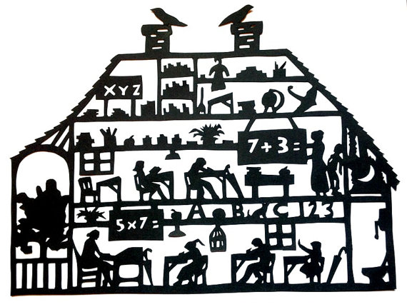 570x430 Scherenschnitte Old School House Paper By Prettypapercutthings