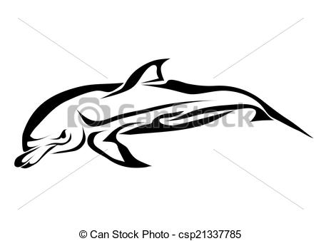 450x338 Bottlenose Dolphin. Silhouette Of Animal Isolated On White Vector