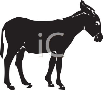 350x306 Clipart Illustration Of A Silhouetted Donkey