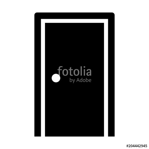 500x500 Simple Closed Door Icon. Black Silhouette. Isolated On White