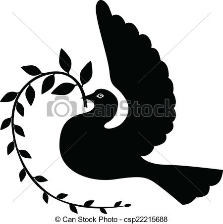 450x453 Silhouette Dove With Branch. Silhouette Dove With A Palm Vector