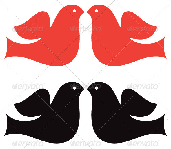 590x516 Valentine Doves Silhouette Set Isolated On White By Beeandglow