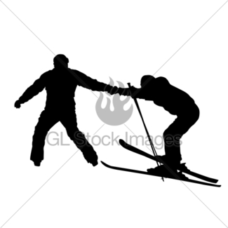 325x325 Skier Silhouette Isolated. Gl Stock Images
