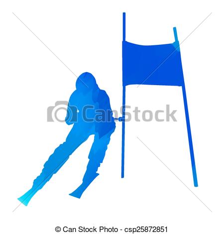 450x470 Vector Downhill Skier Clipart Vector