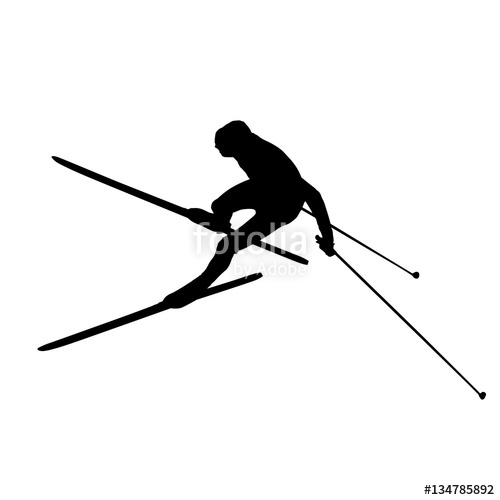 500x500 Cross Country Skiing, Downhill. Vector Silhouette Stock Image