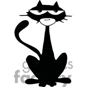 300x300 2606 Royalty Free Black Cat Cartoon Character Silhouettes Cat