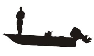 320x192 Fisherman On Boat Silhouette Decal Sticker
