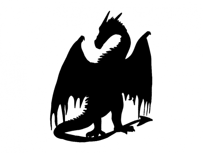 800x606 Dragon Silhouette Dxf File Free Download