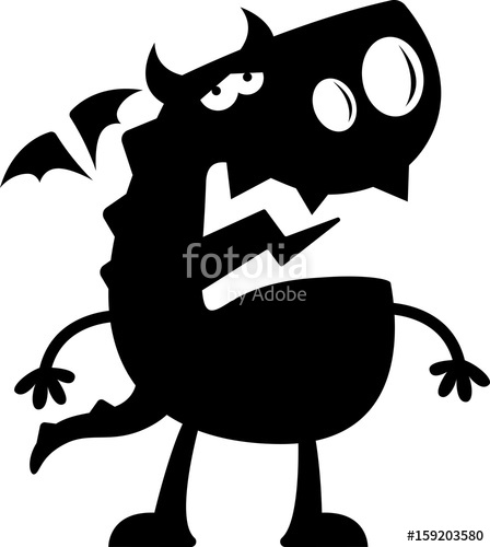 448x500 Cartoon Dragon Silhouette Sad Stock Image And Royalty Free Vector