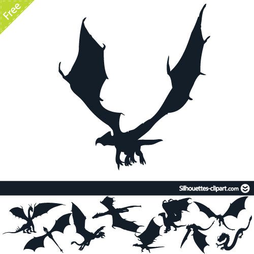 500x500 Dragons Vector Silhouettes Silhouettes Clipart Silhouettes