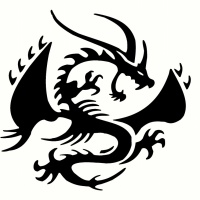 200x200 Malicious Black Ink Dreamy Dragon Silhouette Tattoo Design