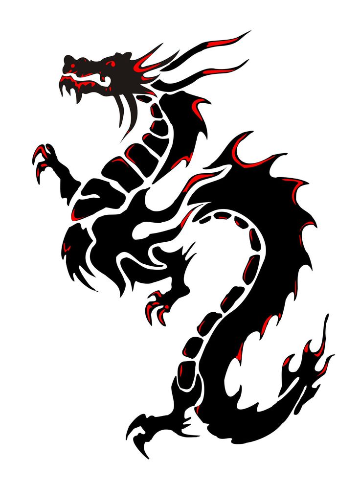 736x989 Silhouette Of A Black Dragon On A White Background