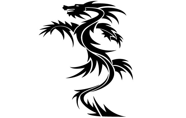 600x380 Simple Dragon Tattoo Vector