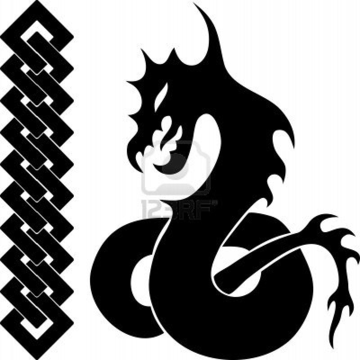 1200x1200 Black Tribal Gothic Dragon Tattoo Design