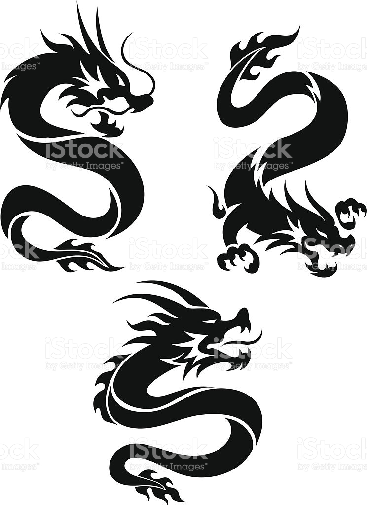 744x1024 Collection Of Chinese Dragon Tattoo Set