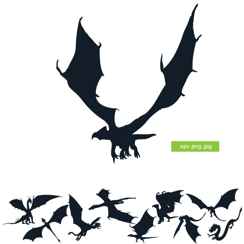 800x800 Dragon Vector Silhouette By Silhouettes Clipart