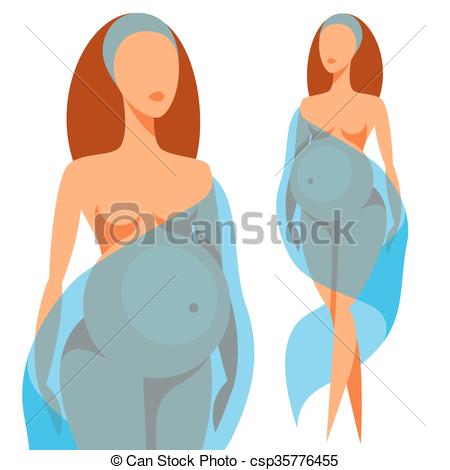 450x470 Stylized Silhouette Of Pregnant Woman. Illustration For Clipart