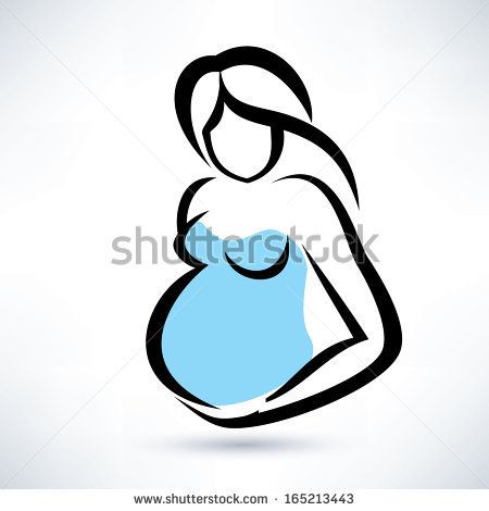 450x470 Pregnant Woman Silhouette, Stylized Vector Symbol