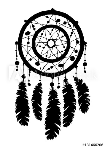 354x500 Dream Catcher Silhouette In Black Color Isolated On White