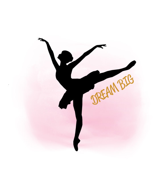 570x664 Dream Big Ballerina Svg Clipart Ballet Girl Quote Word Art
