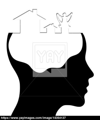 426x512 A Concept For Dream Home, Where Thinking Head Silhouette Is Show