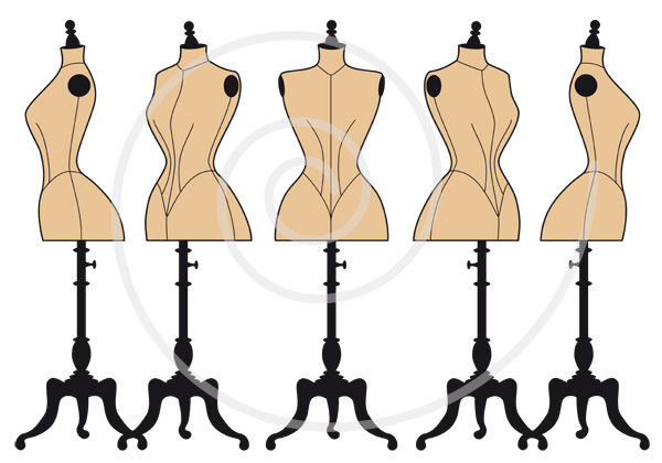 600x420 Vintage Mannequin Silhouettes Dress Form Tailor's Dummy