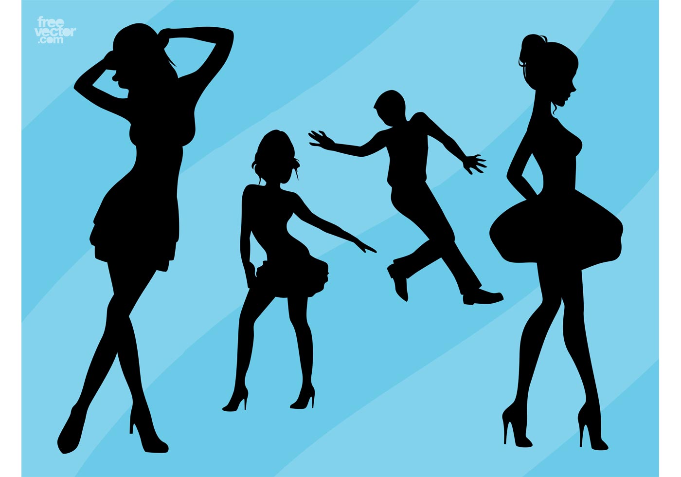 1400x980 Free Dance Silhouette Vector