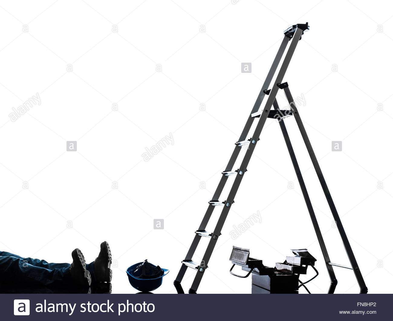 1300x1061 One Manual Worker Man Accident Falling From Ladder In Silhouette