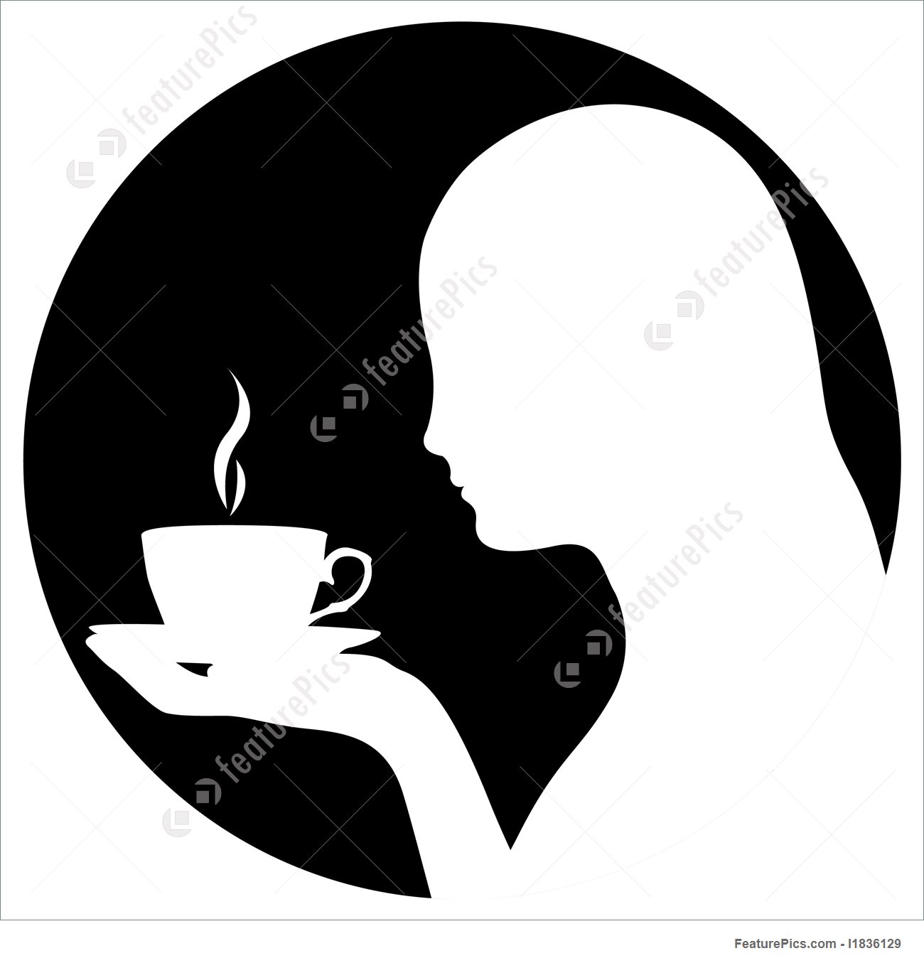 1300x1355 Silhouette Of Woman Drinking Coffee Stock Illustration I1836129