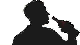 320x180 Sweden Silhouette Man Drinking Alcohol From Bottle, Blue Sky