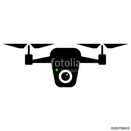 500x500 Simple, Flat Drone Silhouette Icon. Black And White Illustration