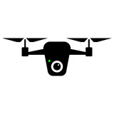 160x160 White Drone Silhouette On Black. Simple Illustration Stock Image