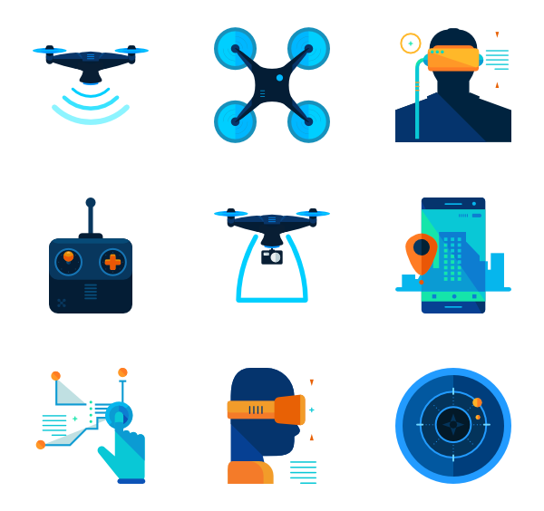 600x564 Drone Icons