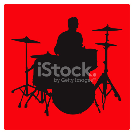 440x440 Drummer Silhouette (Vector Illustration) Stock Vector