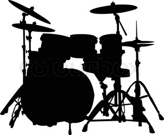 320x264 Set Of Vector Silhouettes Different Drums Kits Stock Vector
