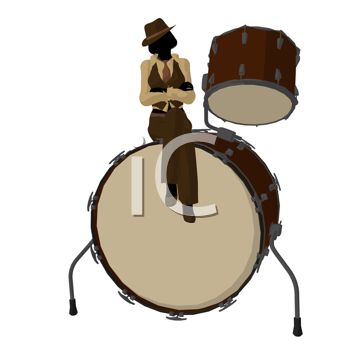 350x350 Silhouette Of A Jazz Woman Sitting On A Drum Set