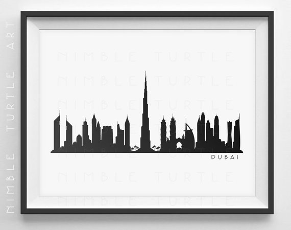 570x450 Dubai Skyline Silhouette Printable Skyline Dubai Uae