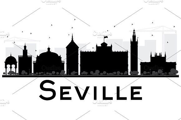 580x386 Seville City Skyline Silhouette Skyline Silhouette And City Skylines