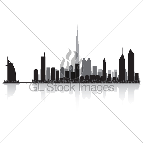 500x500 Dubai City Skyline Vector Silhouette Gl Stock Images