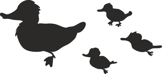 521x240 Silhouette Of Duck With Ducklings