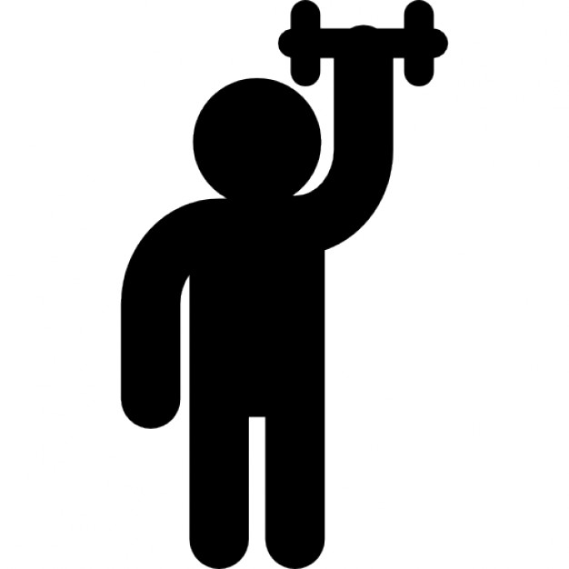 626x626 Male Silhouette Raising Dumbbell Of Small Size Icons Free Download