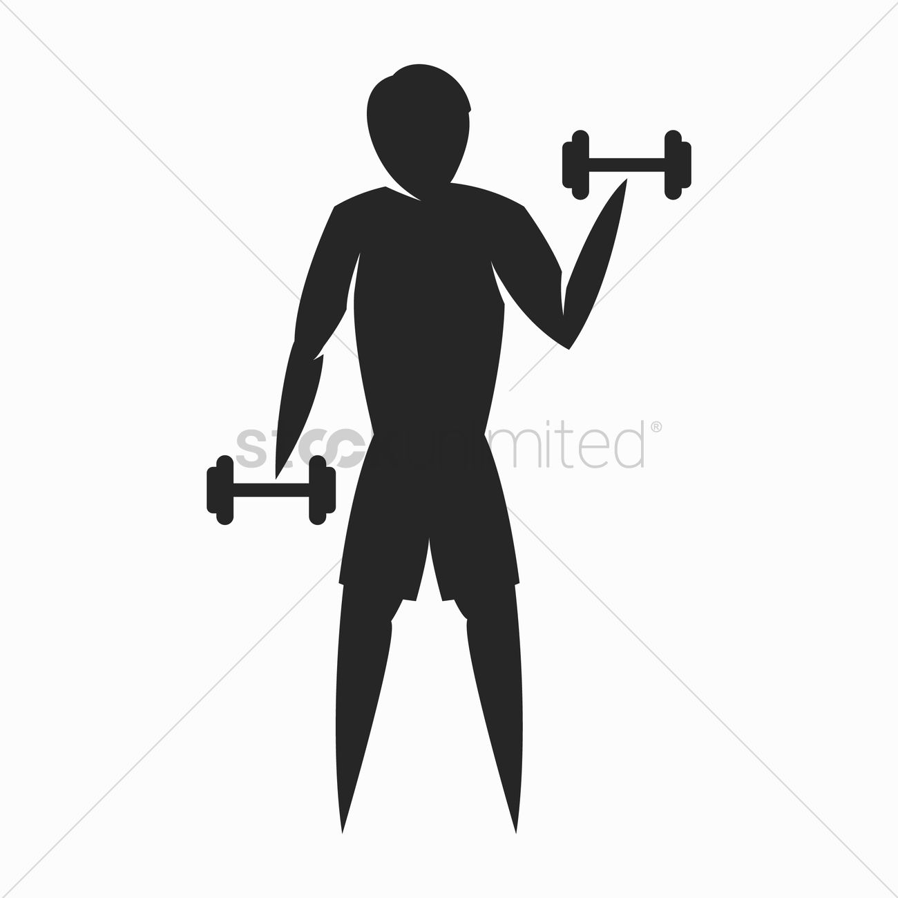 1300x1300 Silhouette Of Man Doing Workout Vector Image