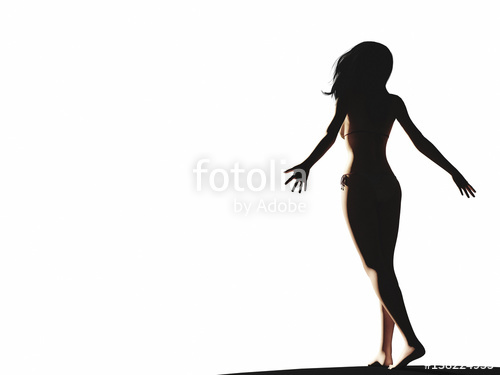 500x375 Silhouette Di Donna Con Braccia Aperte Felice E Serena Stock