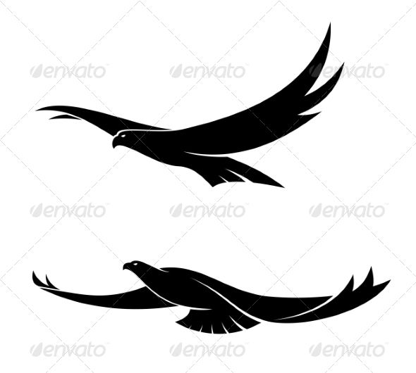 590x530 Two Graceful Flying Birds Flying Bird Silhouette, Tattoo