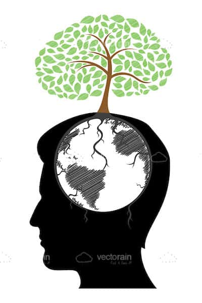 400x600 Abstract Silhouette Head With Earth And Tree Design