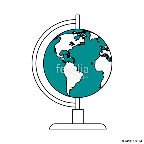 500x500 Color Silhouette Image Cartoon Earth Globe Vector Illustration