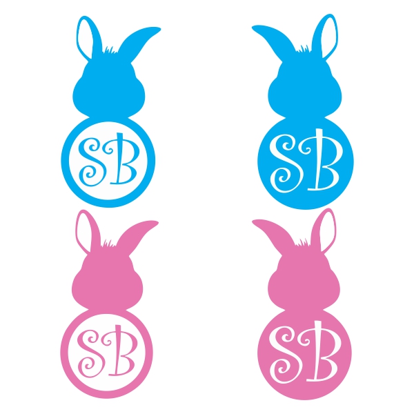 600x600 Bunny Monogram Svg Cuttable Frames