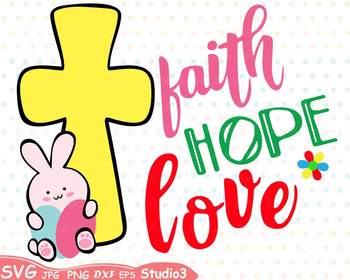 350x280 Easter Silhouette Svg Clipart Faith Hope Love Bunny Cross Eggs 71sv
